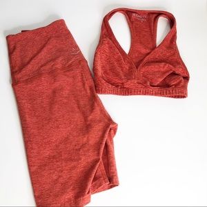 Beyond Yoga Red/Orange Bra and Short Set XS/Sm